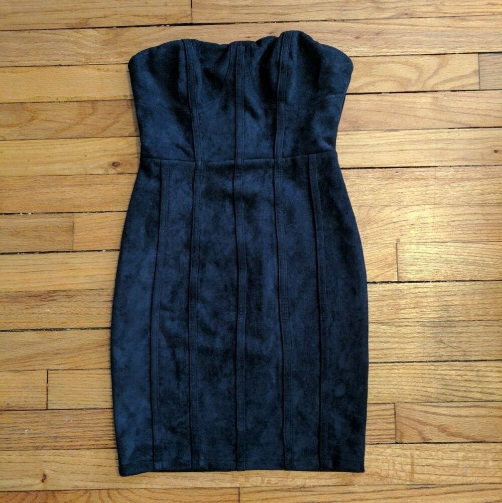Tea & Cup faux suede bustier bodycon dress